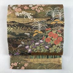 袋帯 正絹 金糸 菊 桜 橋 波文 六通 礼装 フォーマル 訪問着 留袖 振袖 