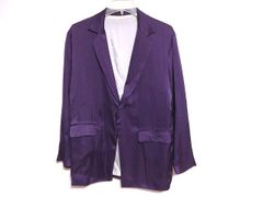 MB075:needles(ニードルズ)一つボタン光沢サテンテーラードジャケット/紫/2/ブレザー