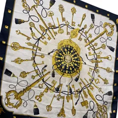 エルメス カレ90 LES CLES シルクスカーフ 鍵柄 ブラック HERMES AC0206