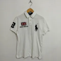 90s Polo by Ralph Lauren ポロバイラルフローレン ビッグポニー ポロシャツ イギリス 国旗 ポロシャツ 半袖 古着 VINTAGE Y2K コットン M ホワイト系 C526