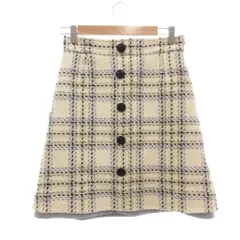アプワイザーリッシェ Apuweiser-riche スカート リバーシブル 台形 2 チェック柄 ボタンデザイン 紫 パープル 白 ホワイト /NU ■GY59