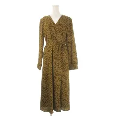 スライ SLY ワンピース 1 茶 ブラウン ラップ カシュクール レオパード柄 Vネック 長袖 /CK29 ■GY61