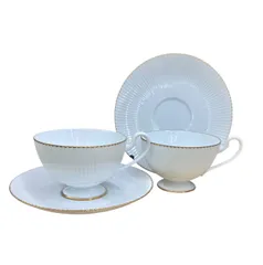 【亘】未使用 Noritake ノリタケ ダイヤモンドコレクション 白磁金彩 カップ&ソーサー 2客 洋食器【6752AM】C13