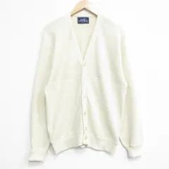 M/古着 アーノルドパーマー 長袖 ニット カーディガン メンズ 80年代 80s 無地 USA製 薄ベージュ 26jan28のサムネイル