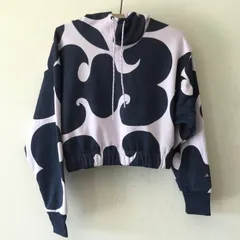 ●2387 adidas × marimekko アディダス マリメッコ クロップフーディー パーカー M コットン×ポリエステル 総柄 レディース