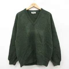 XL/古着 エルエルビーン 長袖 セーター メンズ 90年代 90s ラムウール Vネック アイルランド製 緑 26jan29