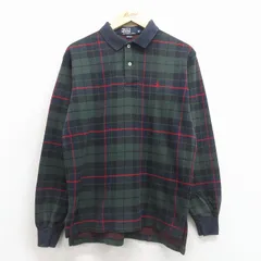 M/古着 ラルフローレン 長袖 ブランド ポロ シャツ メンズ 90年代 90s ワンポイントロゴ コットン USA製 緑他 チェック【spe】 26jan29