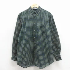 XL/古着 ノーティカ 長袖 ブランド シャツ メンズ 90年代 90s 総柄 コットン ボタンダウン 紺他 26jan29