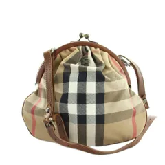 バーバリー BURBERRY ショルダーバッグ 斜めがけ ノバチェック柄 キャンバス ロゴ がま口 茶 ブラウン ■GY11 /MQ