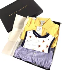 Ralph Lauren ラルフローレン 女の子ギフトボックス 70、75 3点セット ロンパース スタイ ワンピース    ブルー/イエロー キッズ / 241007003636