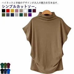 ハイネック カットソー レディース Tシャツ 半袖 インナー ボトルネック トップス 大きいサイズ 体型カバー ゆったり ストレッチ素材 きれいめ おしゃれ シンプル 無地 薄手 春 夏 秋 韓国#jyonn2565