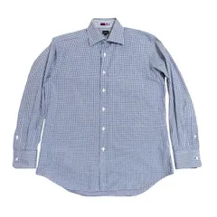 古着 ポールスミス PaulSmith 長袖ワイシャツ クリーニング済み ブルー×白 チェック柄 メンズ Lサイズ
