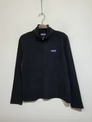 (L) patagonia パタゴニア ハーフジップ Tシャツ ブラック 長袖Tシャツ 登山ウェア