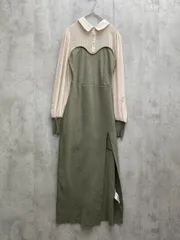 RESEXXY リゼクシー ニットレイヤードシャツワンピース ドッキング ワンピース sizeF/カーキ ◇■レディース