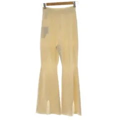 ユニクロ UNIQLO マメクロゴウチ タグ付き パンツ M オフホワイト リブ編み フレア スリット /RP ■GY58
