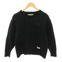 ワコマリア WACKO MARIA ニット セーター クルーネック 長袖 ロゴ刺繍 XL 黒 ブラック /YT