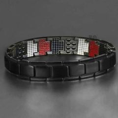 h12○ゲルマニウム 磁気 ブレスレット パワーストーン 健康 ブラック