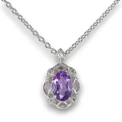 アメジストネックレスペンダントSILVER925 0.5カラット豪華CZ取巻きのボリューム ペンダント 【誕生石2月】 【ギフトラッピング済み】