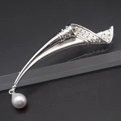 R652 淡水真珠 パール SILVER刻印 ブローチ デザイン シルバー コサージュ 6月誕生石