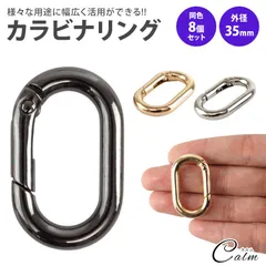 楕円形 カラビナ キーリング 35mm オーバル パーツ 楕円型 キーホルダー バッグ チャーム アクセサリー 小型 軽量 アウトドア 鍵