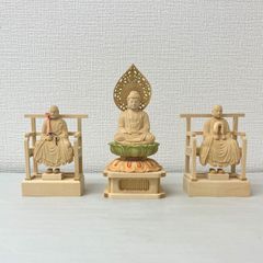 伽羅木彫刻　釈迦如来立像　釈迦如来坐像　仏像　2点　時代箱付　V　R9833 伽羅木彫刻 釈迦如来立像 釈迦如来坐像 仏像 2点 時代箱付 V R9833