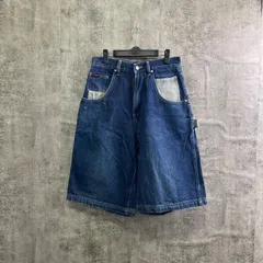 【k-297】FUBU デニムハーフパンツ W30 メンズ フブ ワイド バギーショーツ ヒップホップ ストリート 古着 デニムショーツ カジュアル