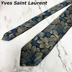 【極美品】イヴサンローラン Yves Saint Laurent ネクタイ シルク100% 総柄 花柄 フラワー 日本製 ヴィンテージ vintage