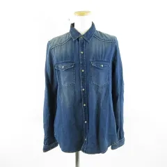 ザラ ZARA Z1975 デニムシャツ 長袖 青 M *A955