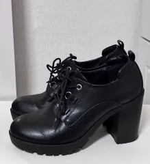 ブラック プラットフォーム オックスフォード ヒール 240 / レースアップ 厚底 靴