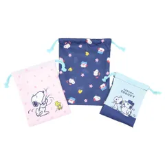 【メール便】スヌーピー 巾着袋 3P巾着 SAKURASAKU ピーナッツ マリモクラフト 小物入れ キャラクター グッズ 