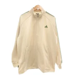 アディダス adidas トラックジャケット ジャージ M アイボリー グリーン系 ヘリンボーンツイル スタンドカラー サイドライン /TZ ■GY59