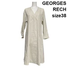 ◇ ジョルジュレッシュ GEORGES RECH Vネックシャツワンピース 長袖 ロング丈 ピンストライプ コットン混 麻混 38 M 9号 レディース S6C317のサムネイル