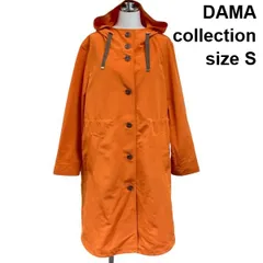 ◇ ダーマコレクション DAMA collection はっ水加工 フーデッド ロングコート ライトアウター 軽量 オレンジ 綿 S ７号 レディース S6C293