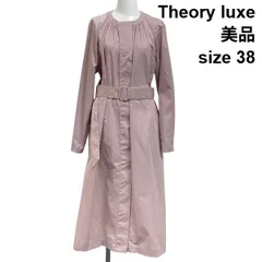 ◇ 美品 セオリーリュクス Theory luxe ノーカラー ベルテッド シャツコート 長袖 ラグラン袖 軽量 ピンク 38 M 9号 レディース S6C292のサムネイル