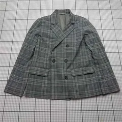 ◇ Θ ジーユー GU 211-303827 チェック柄ダブルジャケット グレー系 Lサイズ レディース E  【1602130004096】