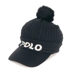【美品】POLO Ralph Lauren ポロ ラルフローレン | ボンボン ローゲージ つば付き ニットキャップ | ネイビー 紺 | ブランド 帽子【メンズ】【中古】