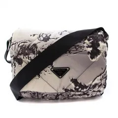 プラダ PRADA Re-Nylon プリント ショルダーバッグ クロスボディバッグ 三角プレート グレー /KH