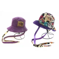 グッチ GUCCI × ノースフェイス THE NORTH FACE 22SS Bucket Hat Multi GG バケットハット マルチ 花柄 帽子 リバーシブル ロゴ 紫 マルチカラー ■GY17 /MQ ■OH