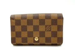 ルイ ヴィトン N61730 二つ折り 財布 ダミエ エベヌ ポルト モネ ビエ トレゾール L字ファスナー PVC 茶 ブラウン Louis Vuitton 5750k