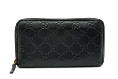 グッチ シマライン ラウンドファスナー 長財布 ウォレット GG柄 363423 4276 レザー 黒 ブラック GUCCI 5749k