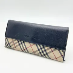 バーバリー 長財布 ノバチェック ロゴ 刻印 レザー キャンバス ブラック【C6086-C】