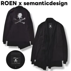 【美品】 ロエン ROEN x セマンティックデザイン semanticdesign ロング カーディガン ガウン コート クロスボーン スタッズ LL ブラック ストリート ロック V系 メンズ
