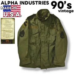 90s ヴィンテージ USA製 アルファ インダストリーズ ALPHA INDUSTRIES M－65 フィールド ジャケット US ARMY アメリカ軍 米軍 民間品 L－R オリーブ メンズ