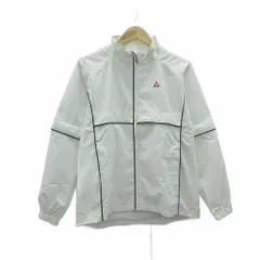 ルコックスポルティフ le coq sportif ゴルフウエア ジャケット ミドル丈 M 白 スタンドカラー ロゴ /SY47 ■GY59