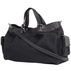 【在庫一掃】 ブルガリ BVLGARI ロゴマニア トートバッグ ハンドバッグ トートバッグ キャンバス ブラック レディース 【中古】