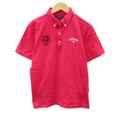 キャロウェイ CALLAWAY ゴルフウェア ポロシャツ L ビビッドピンク 半袖 ボタンダウン ロゴ刺繡 ドット柄 /YS29 ■ECD001