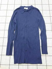 ◇ Θ サンプリシテ SIMPLICITE リブニットシャツワンピース ネイビー系 レディース M E  【1602240005747】