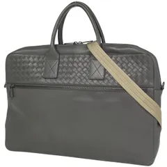 【在庫一掃】 ボッテガヴェネタ BOTTEGAVENETA イントレチャート ビジネスバッグ 2WAY ショルダーバッグ ハンドバッグ ビジネスバッグ レザー グレー レディース 【中古】