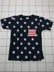 ◇ Θ チャンピオン Champion REVERSE WEAVE Tシャツ 星柄 ポケット付き メンズ M ネイビー系 E  【1602240010918】