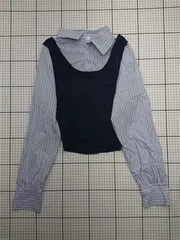 ◇ Θ ナイスクラップ NICE CLAUP シャツレイヤード風ニットベスト付きトップス レディース E  【1602240009332】